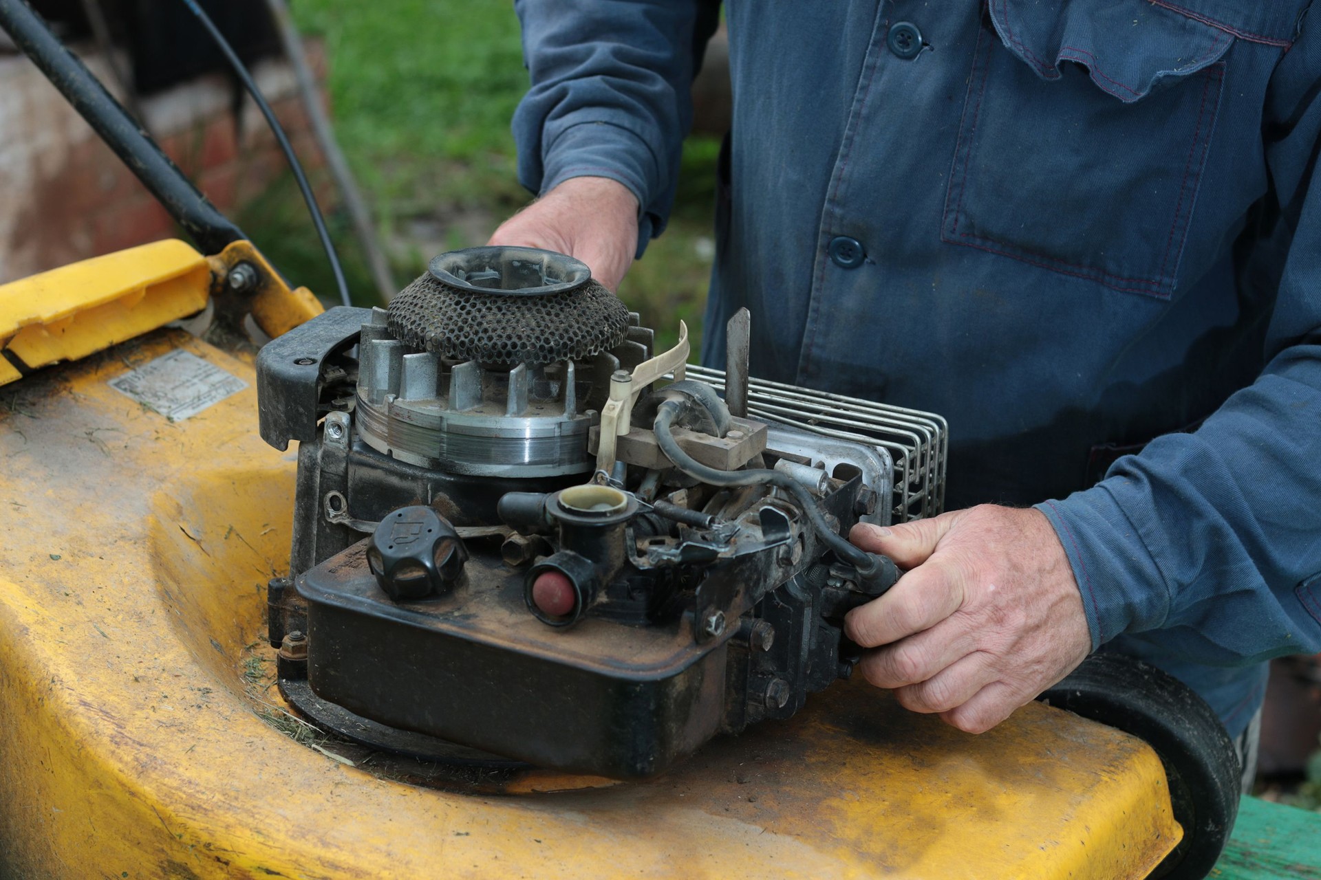 repairing lawn mower engine